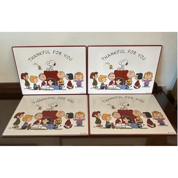 Pottery Barn Kids Other - Pottery Barn Kids Peanuts Thanksgiving Placemats Set of 4 Snoopy Charlie Brown